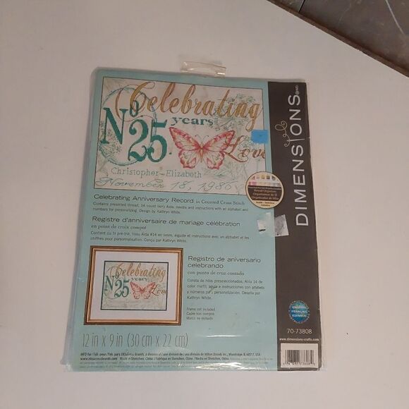 Dimensions Cross Stitch Kit Celebrating Anniversary Record - Picture 1 of 7